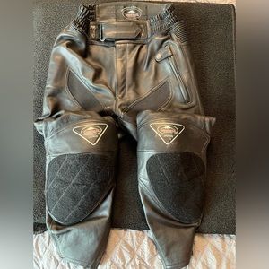 Women's Black Leather Motorcycle Pants